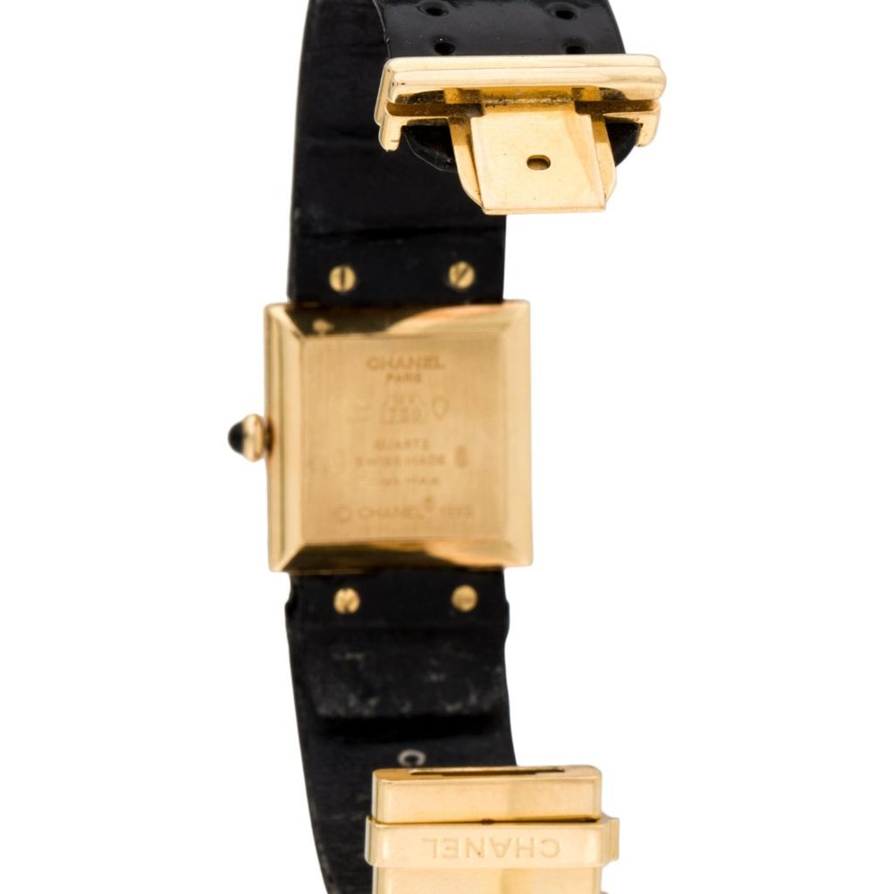 Chanel Mademoiselle 18K Gold Watch w/ black leathe - Picture 4 of 4
